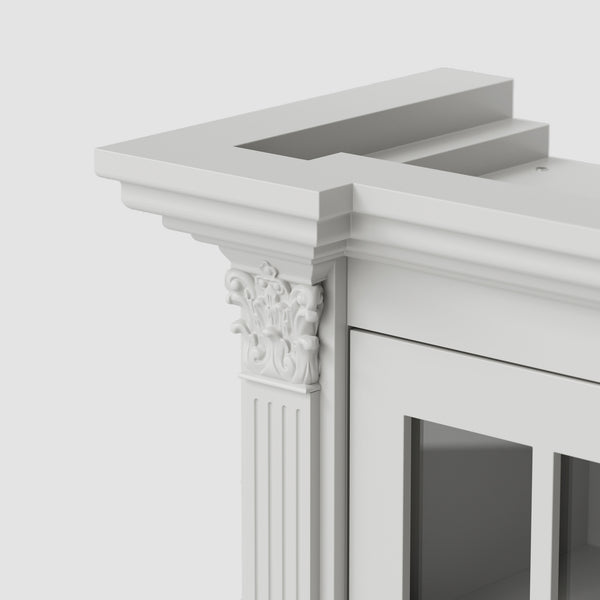 75'' 6-Drawer Symmetric Bookcase With Glass Doors