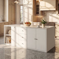 Kitchen Island with Trash Storage and Drawers