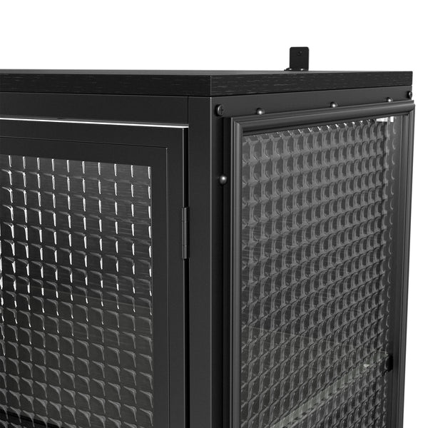 Storage Cabinet with Glass Doors and Metal Frame