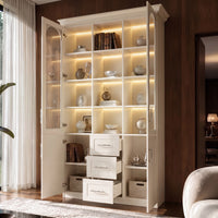 Arched Display Cabinet with Mixed Storage and Integrated Lighting