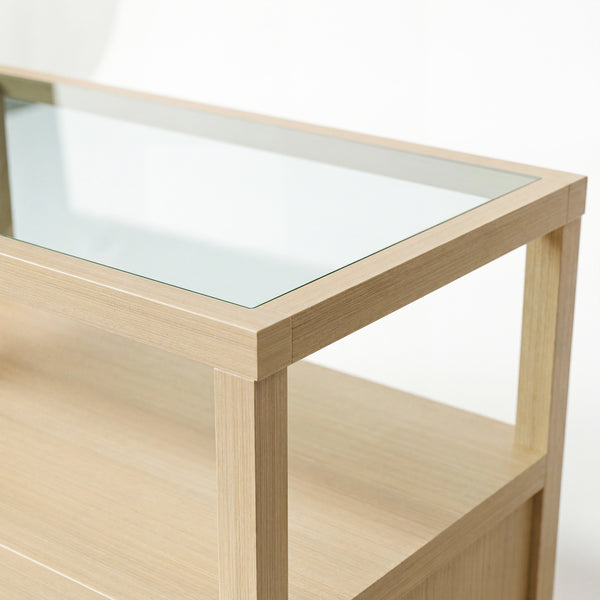 2-Drawer Nightstand with Glass Top