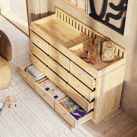 Solid Wood Changing Table with 9 Drawers