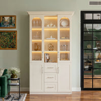 Arched Display Cabinet with Mixed Storage and Integrated Lighting