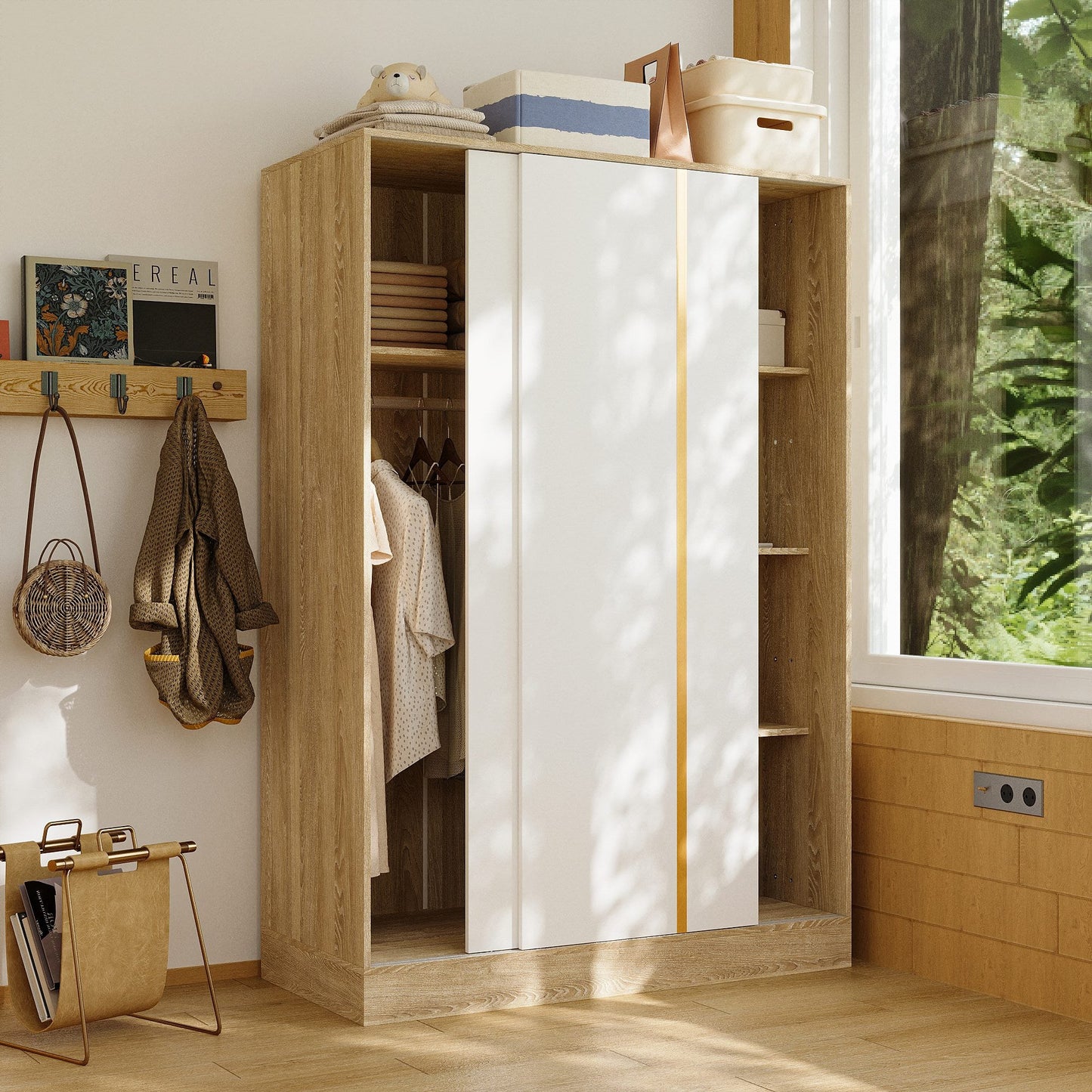 Warm White Sliding Door Closet System