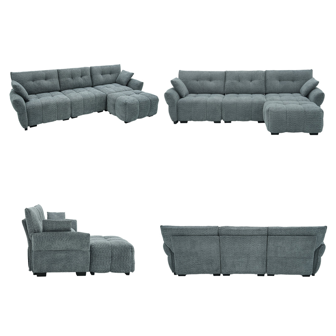 4-Piece Modern Upholstered L-Shape Sectional Sofa With Premium Fabric
