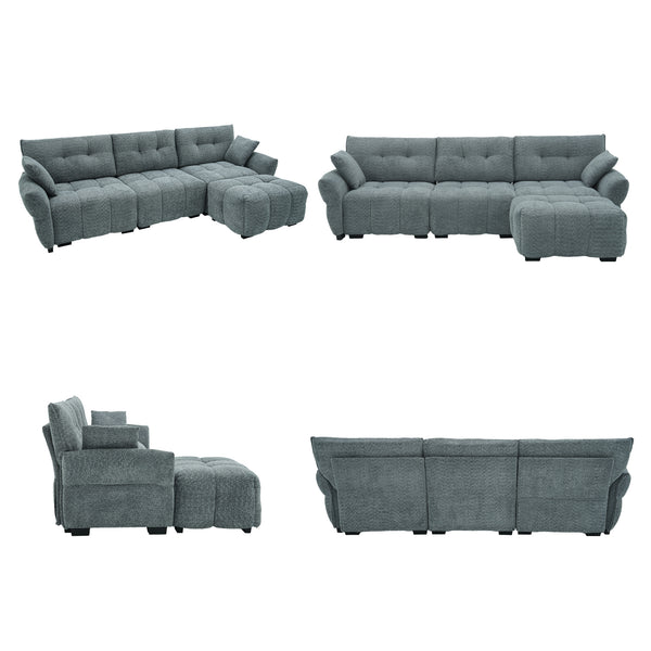 4-Piece Modern Upholstered L-Shape Sectional Sofa With Premium Fabric
