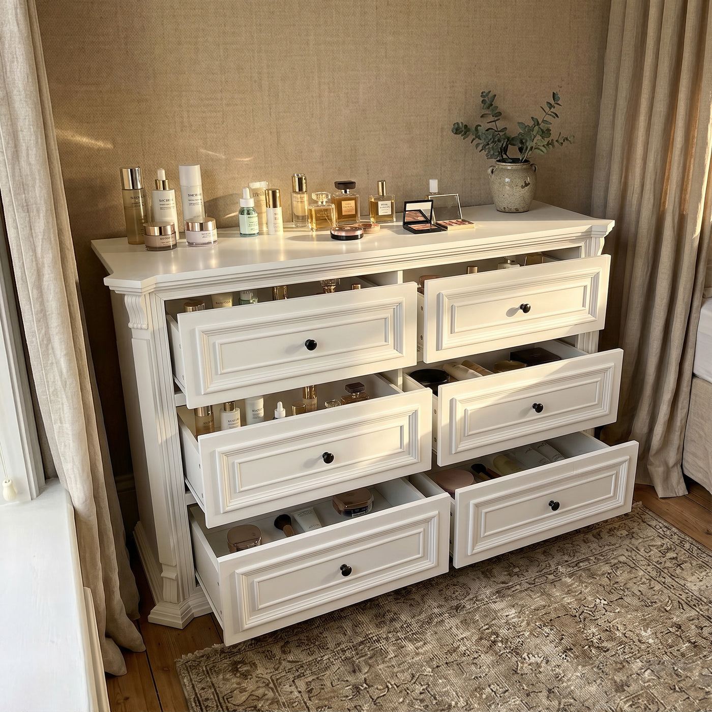 6-Drawer Modern Dresser with Fluted Details