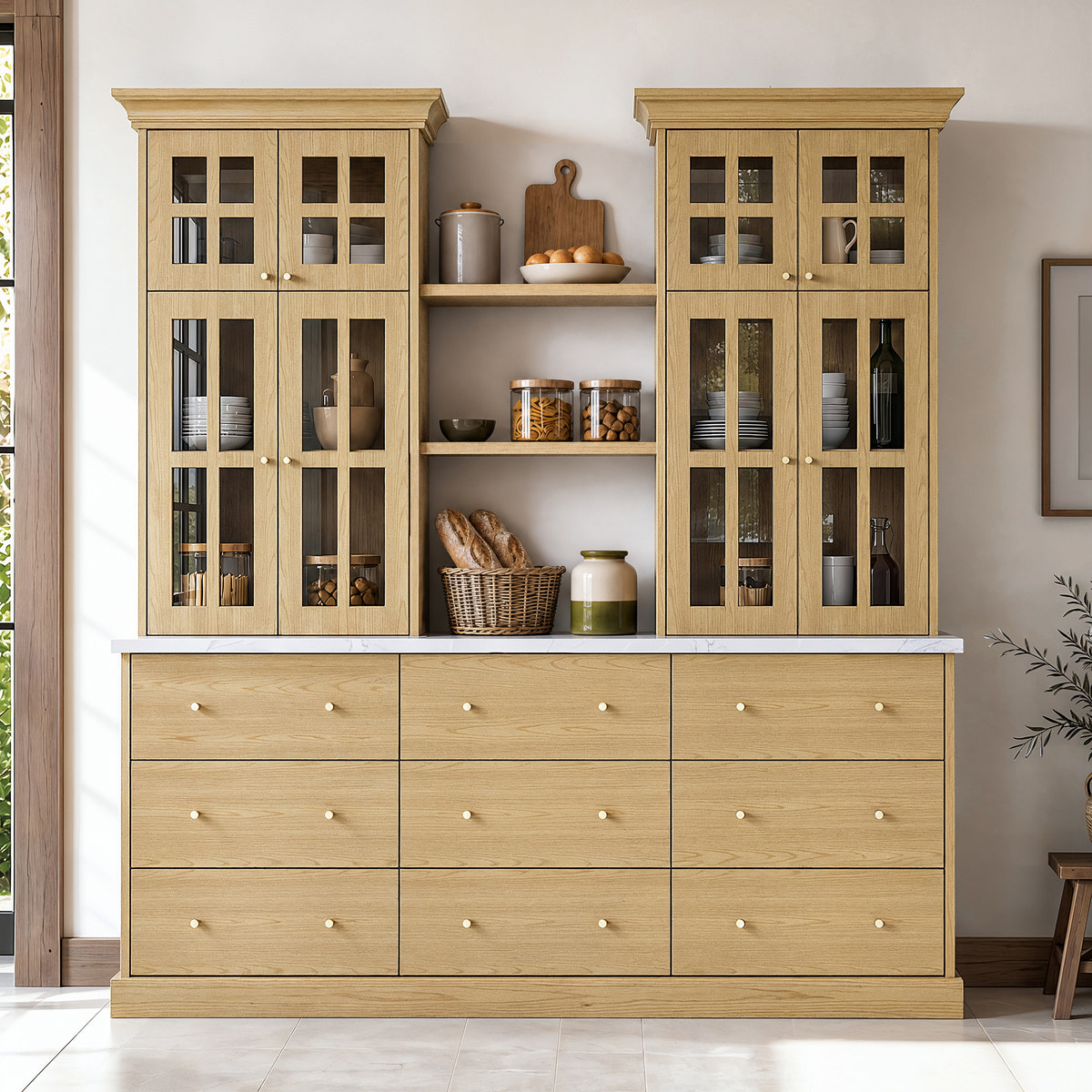 Grand Framed-Glass Storage Hutch