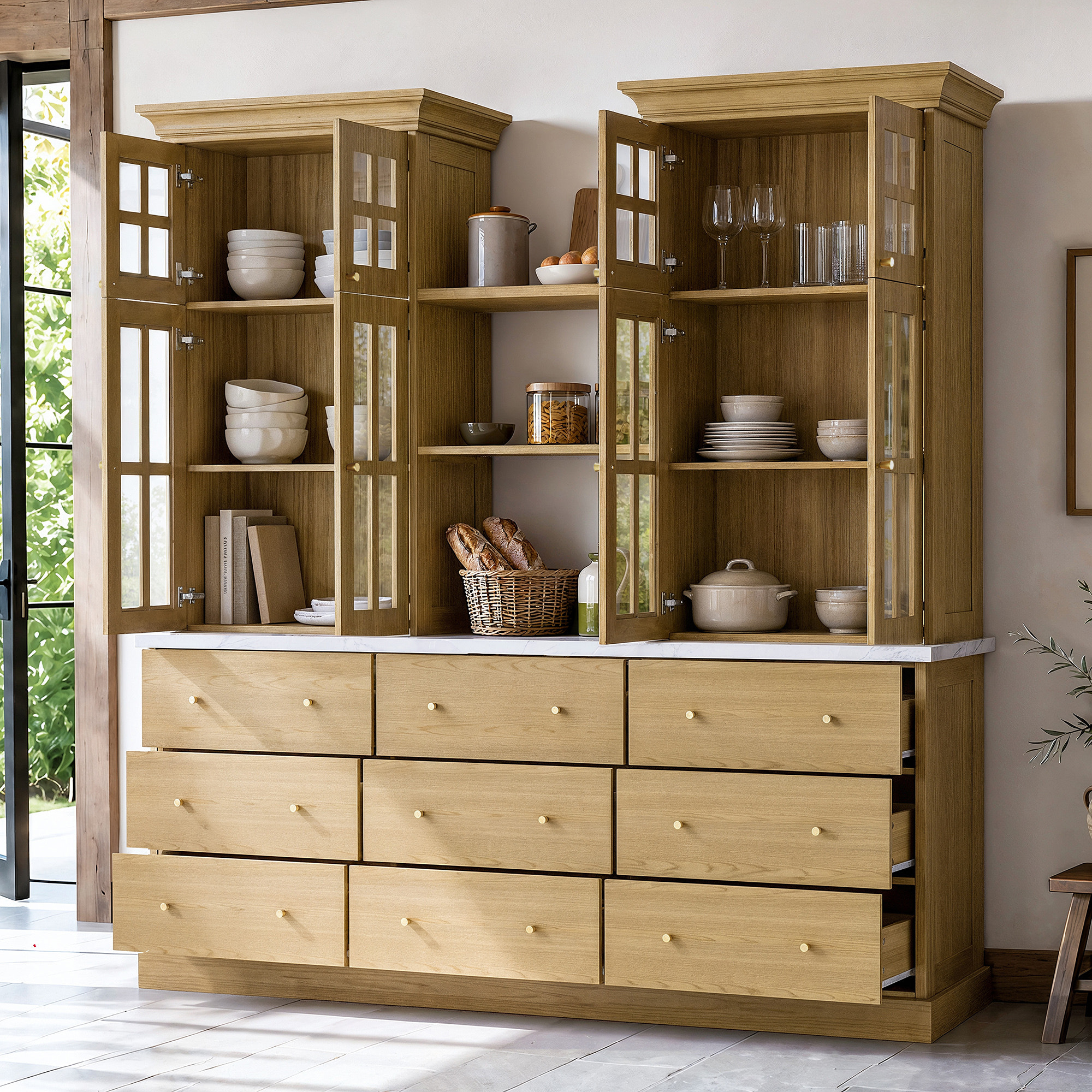 Grand Framed-Glass Storage Hutch