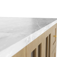 Grand Framed-Glass Kitchen Island with Marble-Look Top