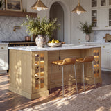 Grand Framed-Glass Kitchen Island with Marble-Look Top