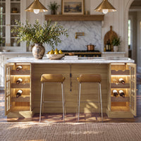 Grand Framed-Glass Kitchen Island with Marble-Look Top