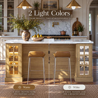 Grand Framed-Glass Kitchen Island with Marble-Look Top