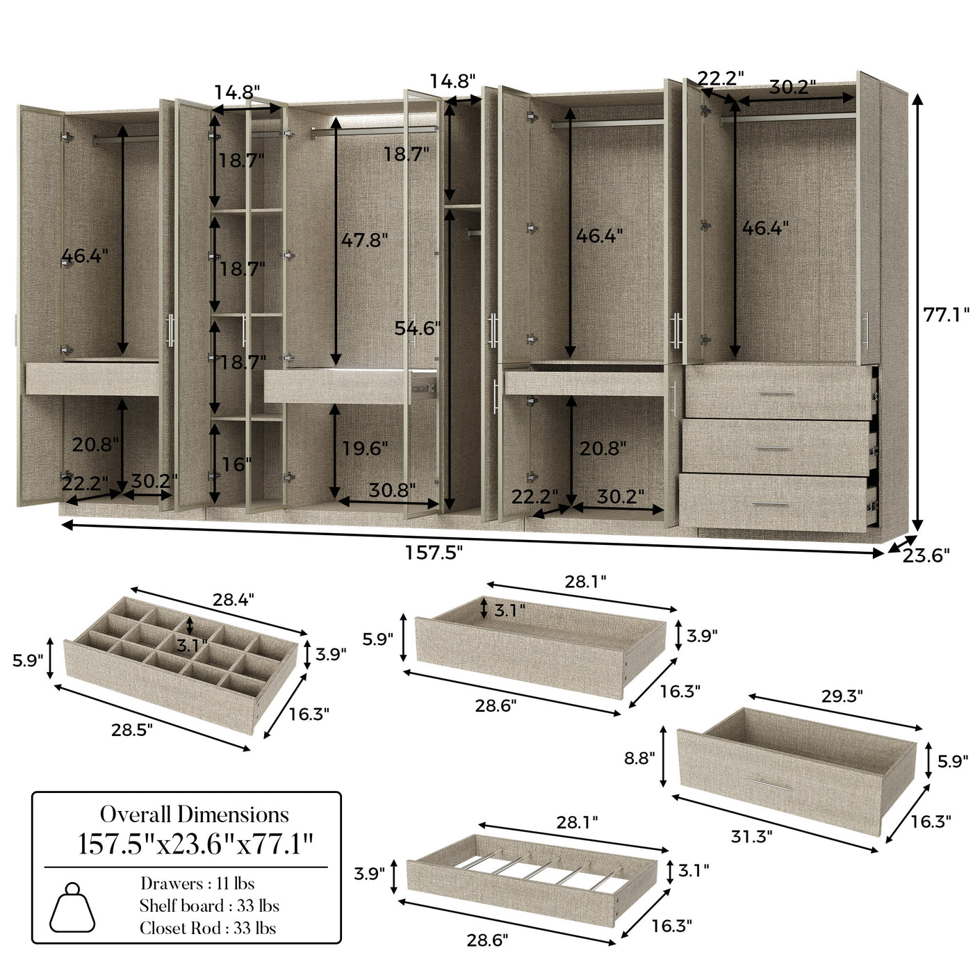 Tela Full Wall Wardrobe System