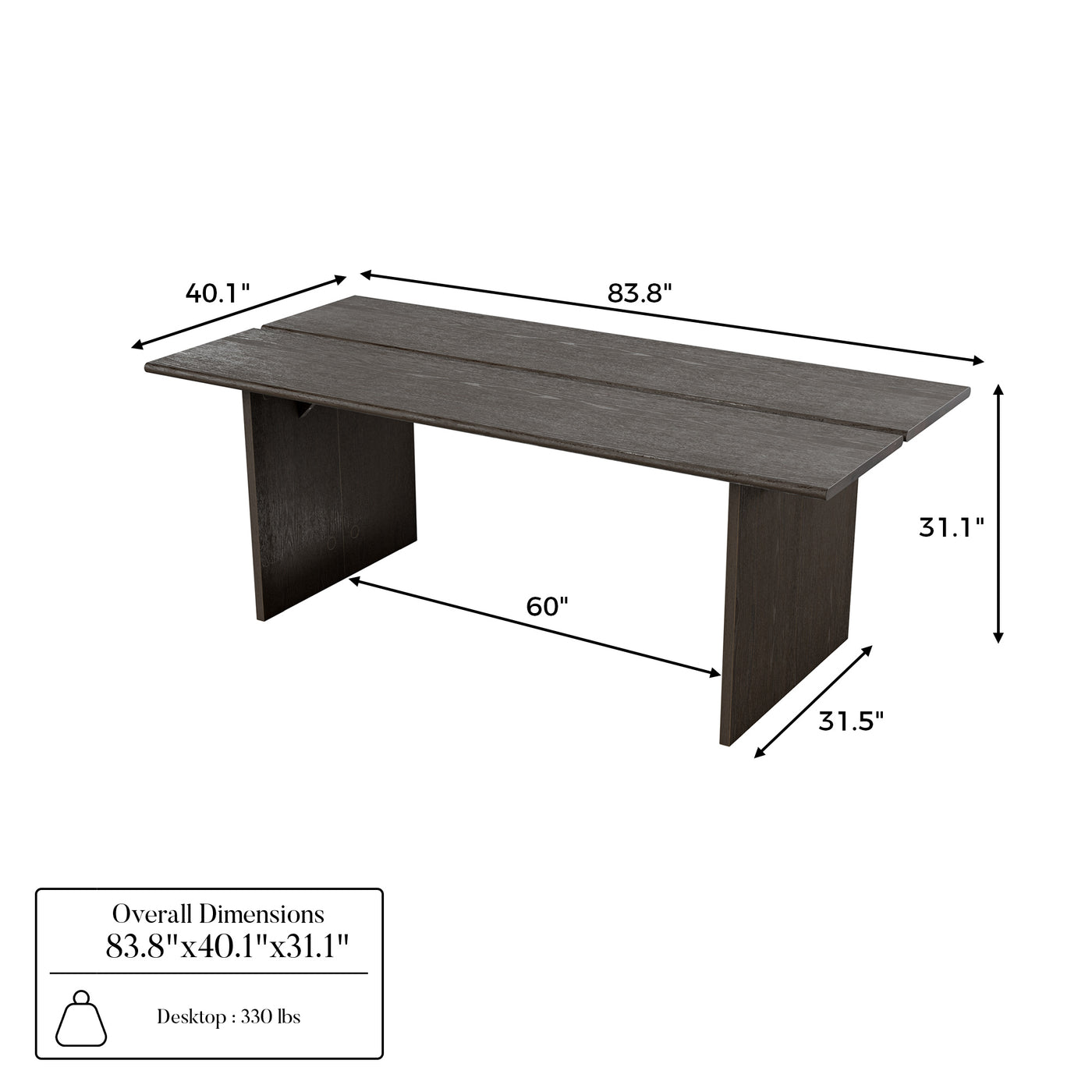 Dark Wood Dining Table with Split-Top Design