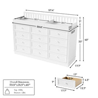 Solid Wood Changing Table with 9 Drawers