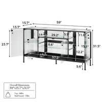 Display Cabinet with LED Lighting and Open Shelving