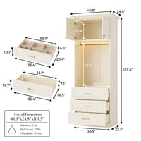 Vestia 2-Door Wardrobe Closet with 3 Drawers