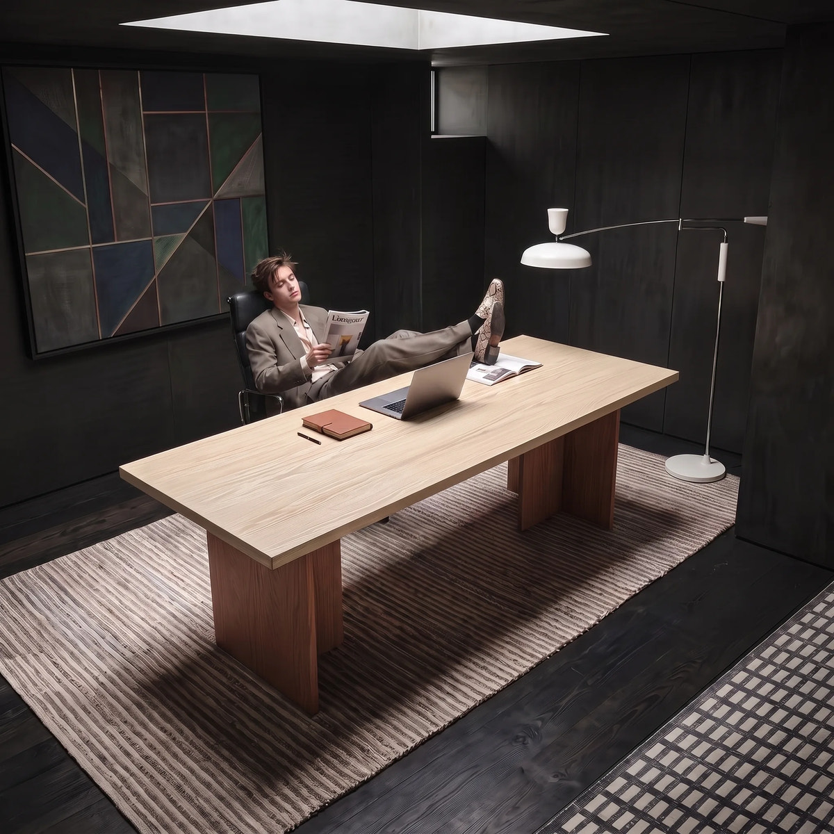Two-Tone Solid Wood Desk