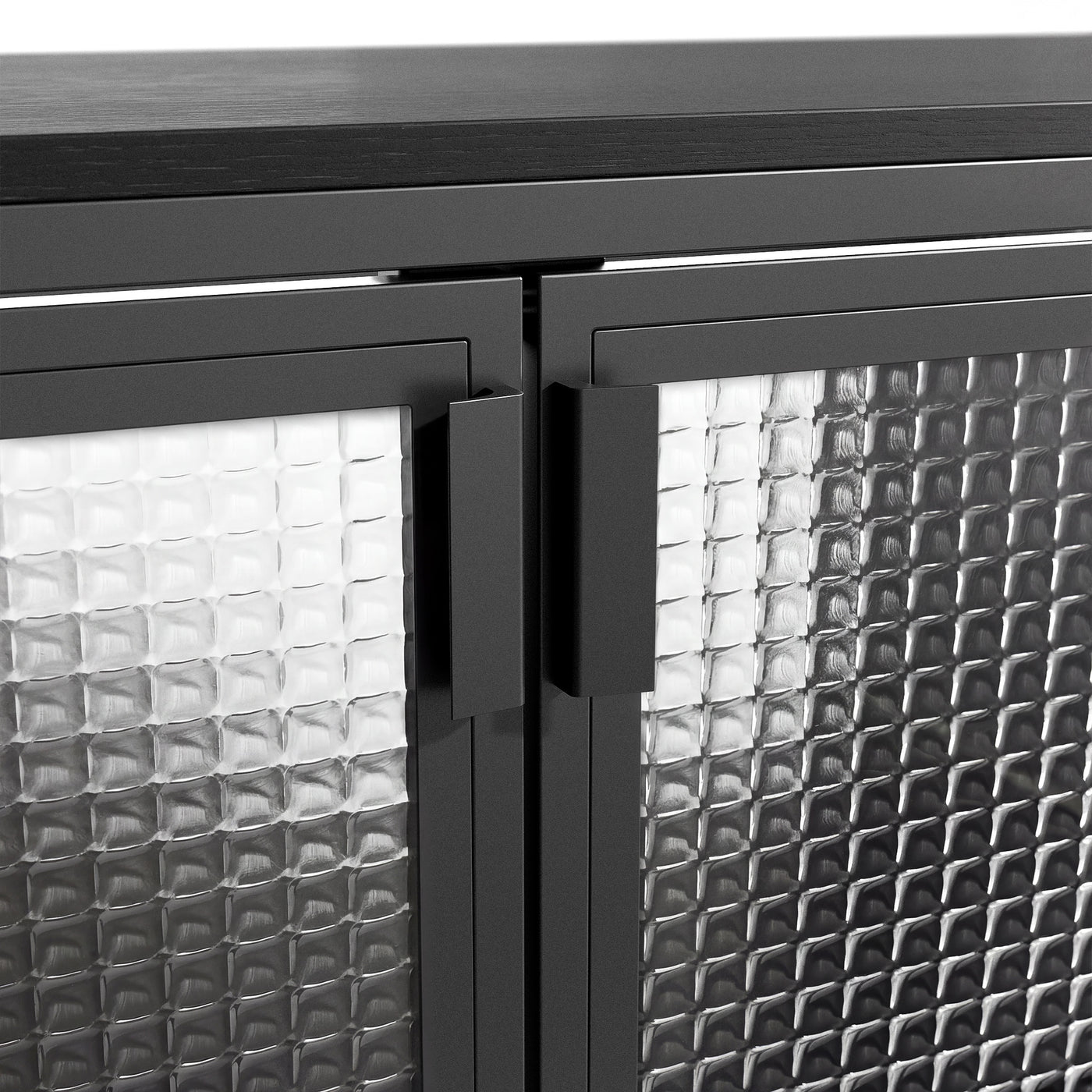 Storage Cabinet with Glass Doors and Metal Frame