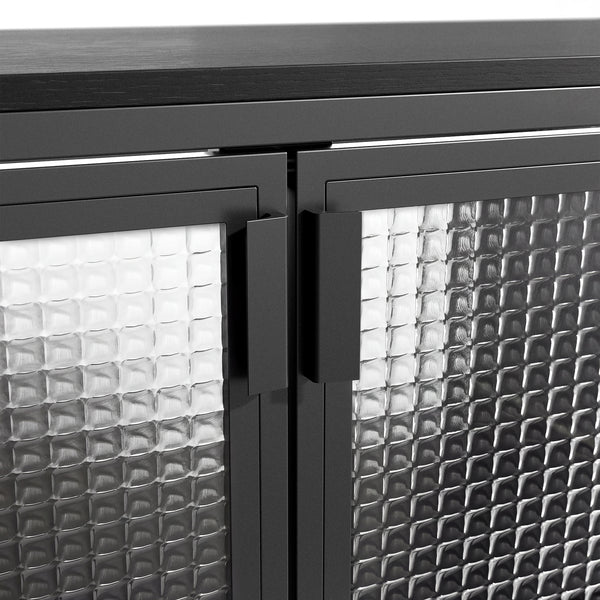 Storage Cabinet with Glass Doors and Metal Frame