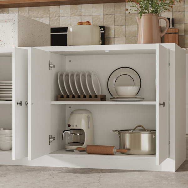 Modern Double-Sided Kitchen Island with Pull-Out Tabletop and Open Shelving