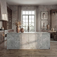 6-Door Kitchen Island with Storage and Seating Space