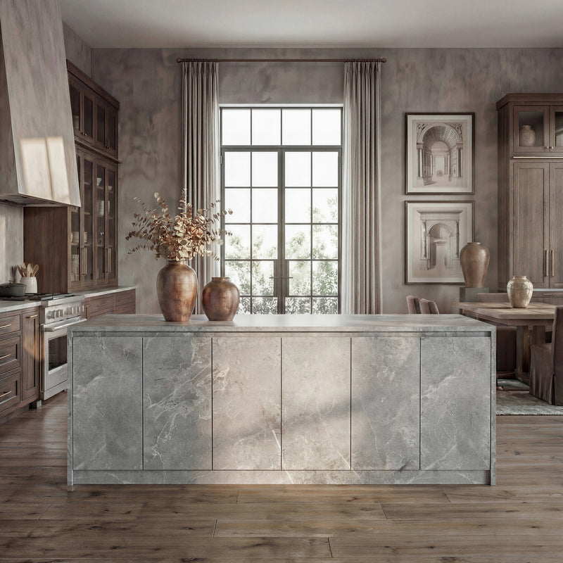 6-Door Kitchen Island with Storage and Seating Space