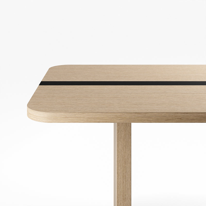 Rounded Edge Wood Grain Dining Table with Metal Frame