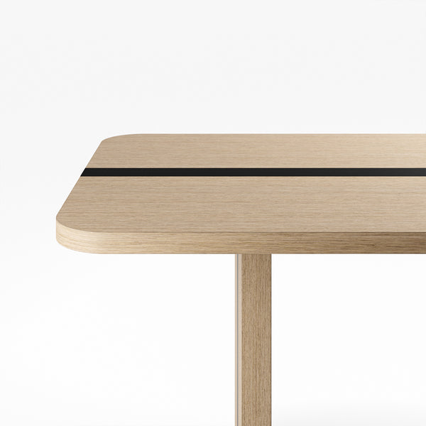 Rounded Edge Wood Grain Dining Table with Metal Frame