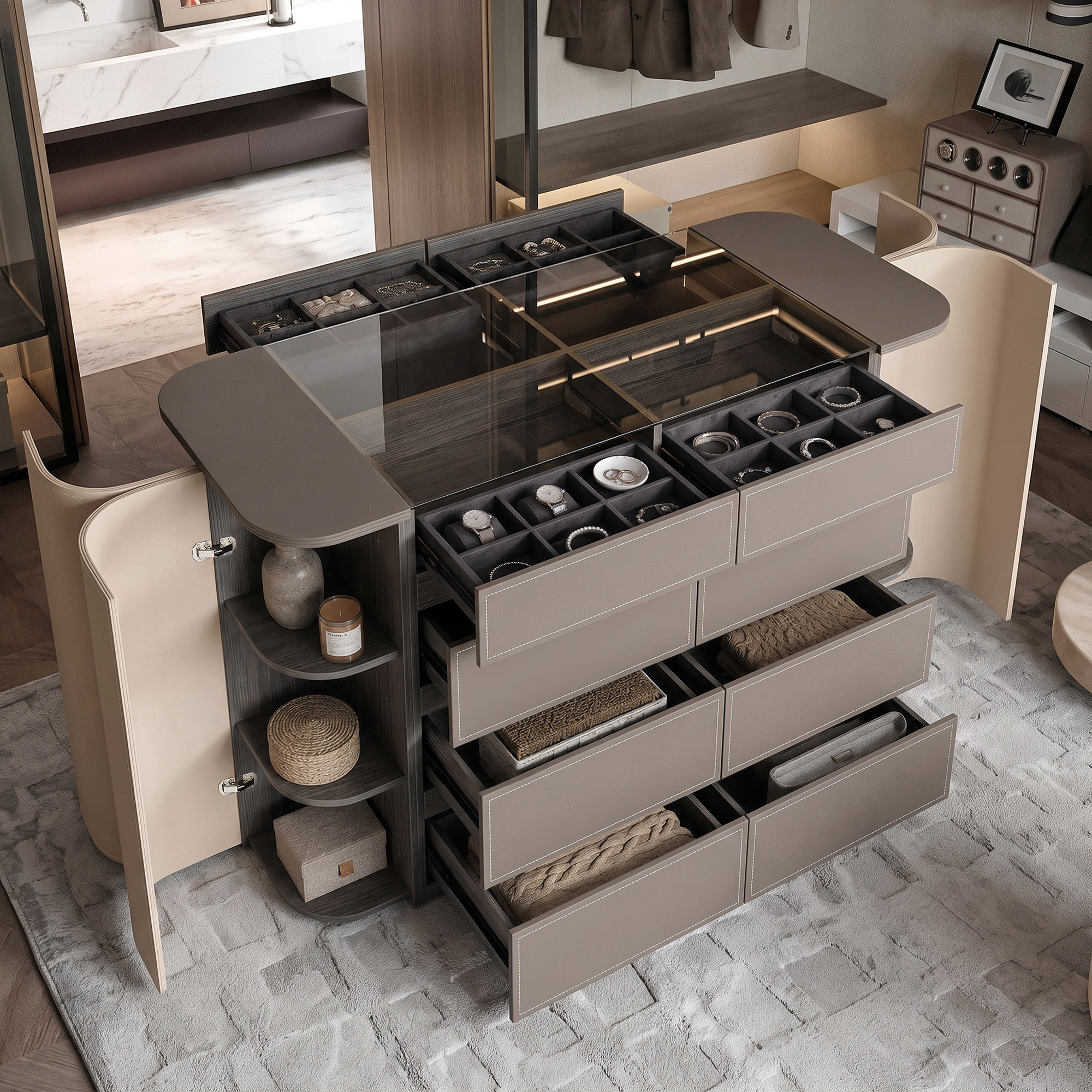 Pelle Jewelry Island with Drawers