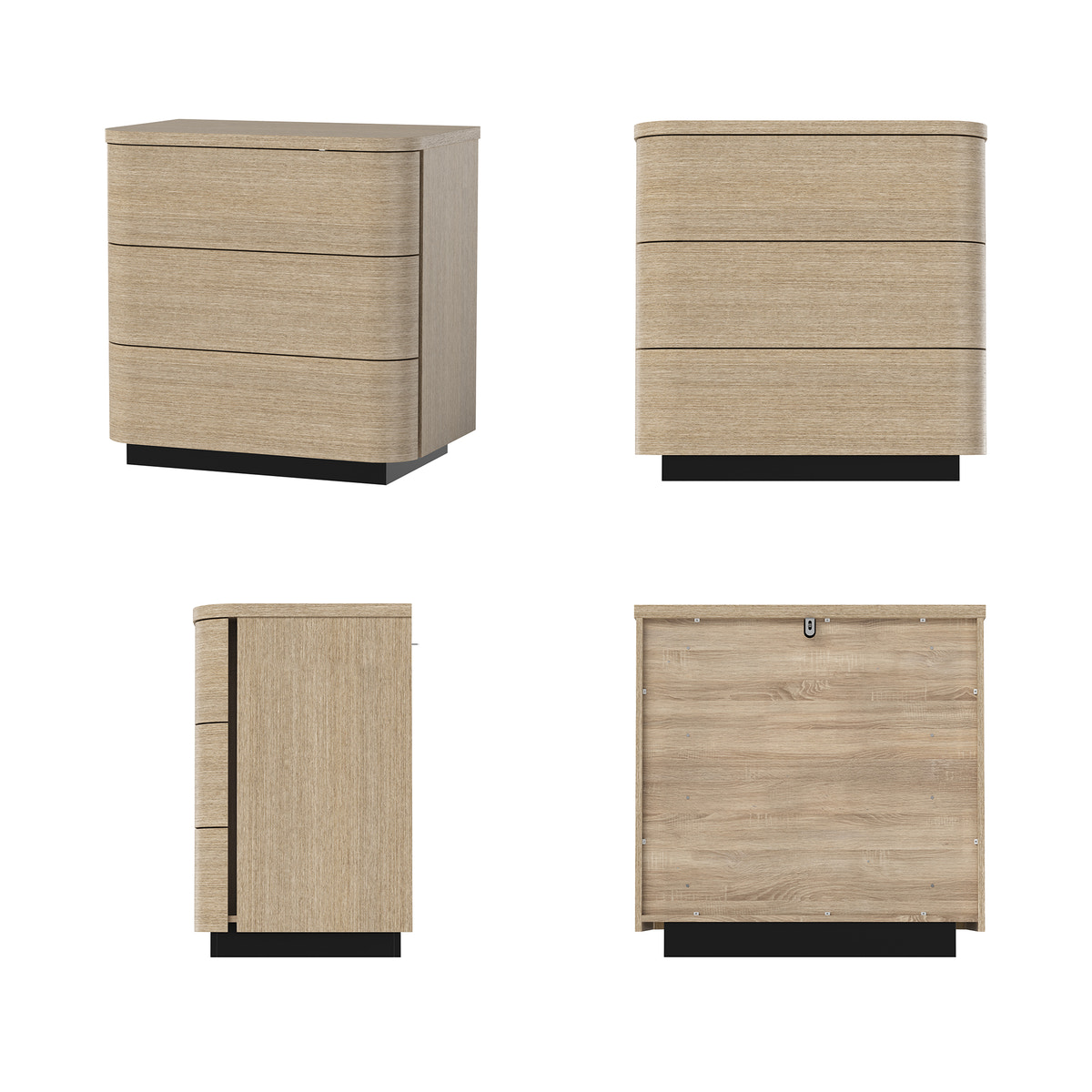 Orbis 3-Drawer Curved Dresser – Oak