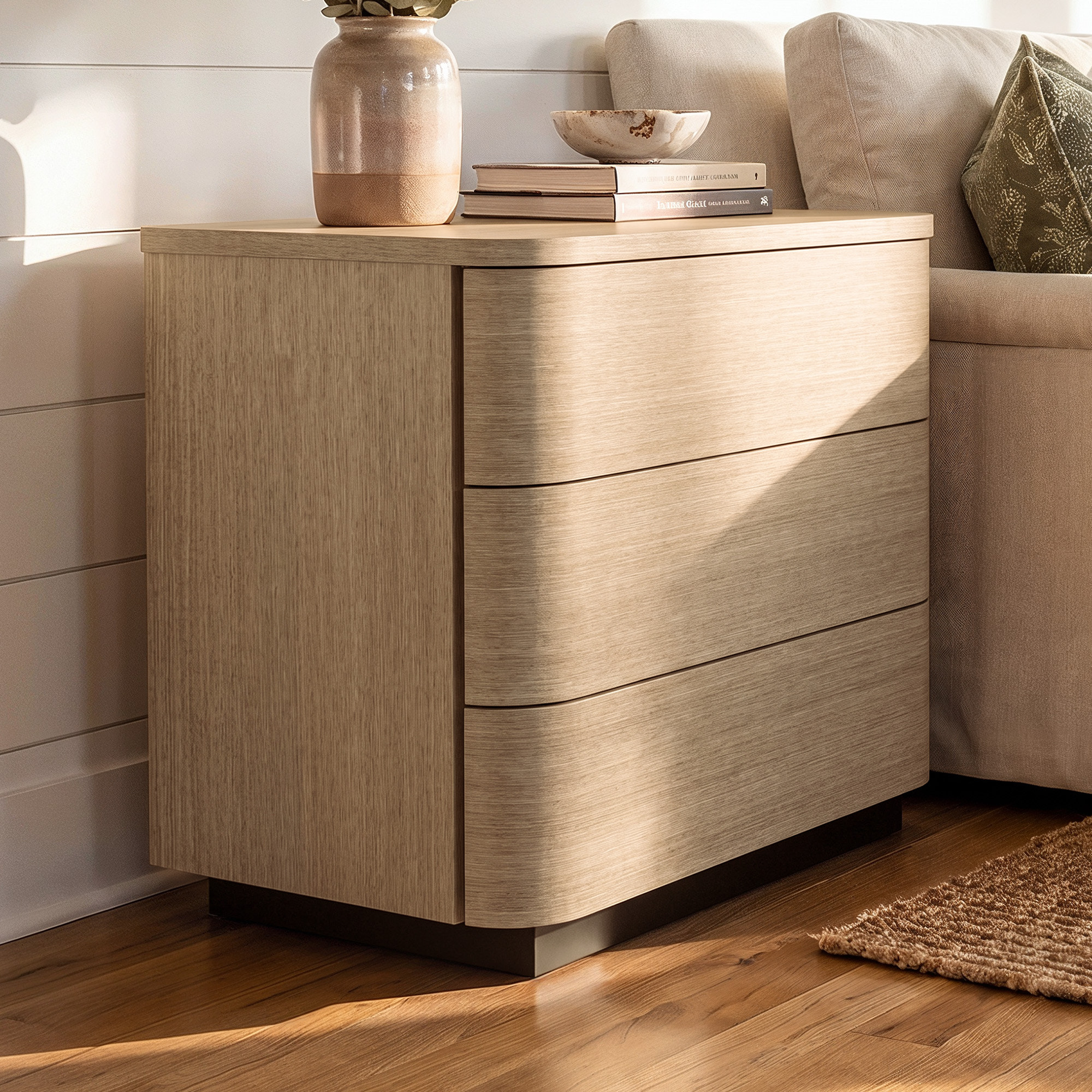 Orbis 3-Drawer Curved Dresser – Oak
