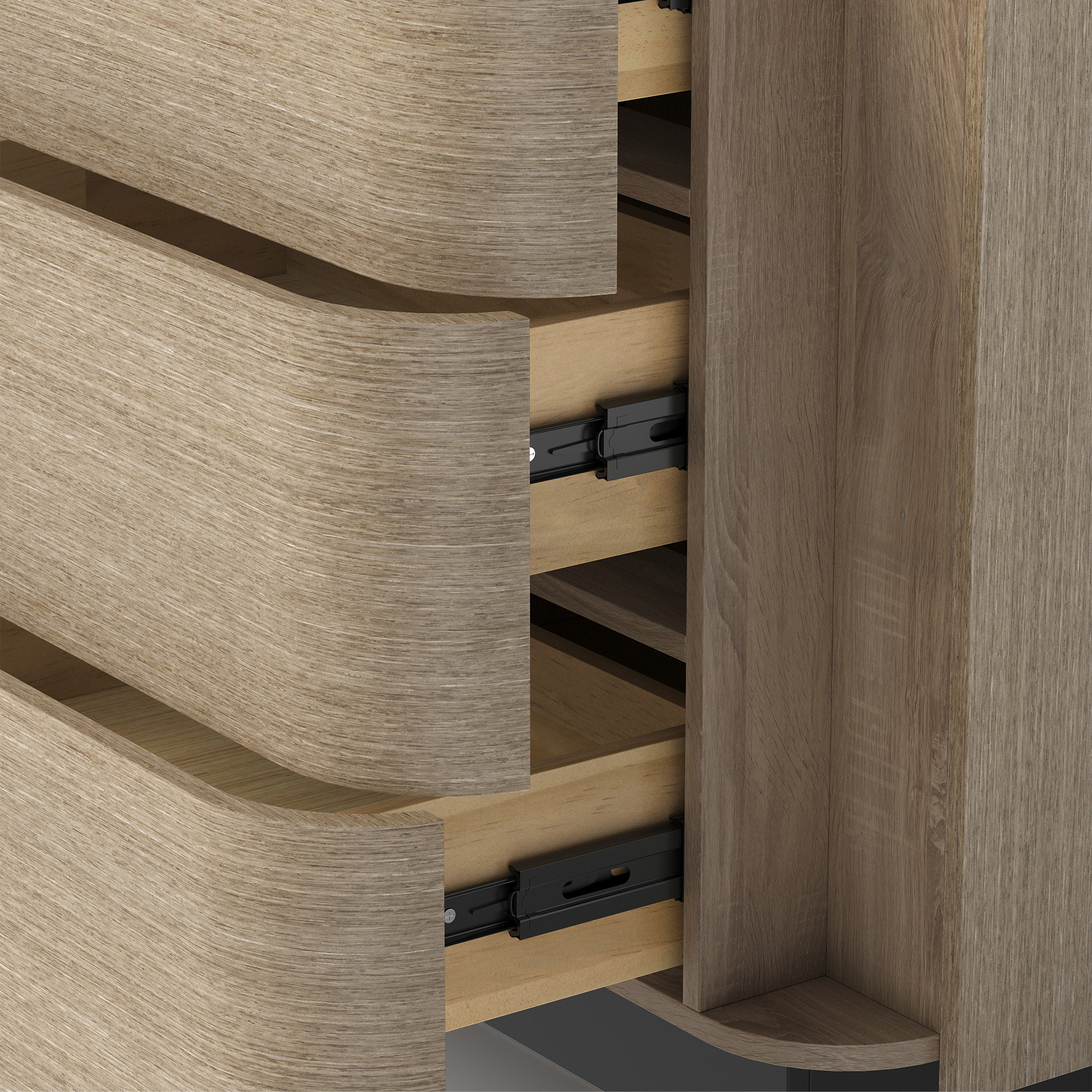 Orbis 3-Drawer Curved Dresser – Oak