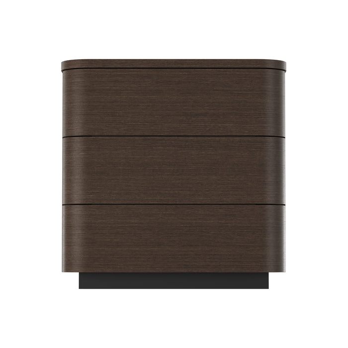 Orbis 3-Drawer Curved Dresser – Dark Walnut