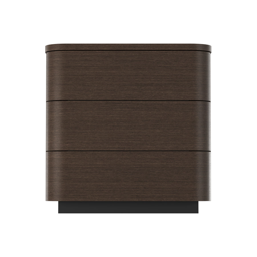 Orbis 3-Drawer Curved Dresser – Dark Walnut