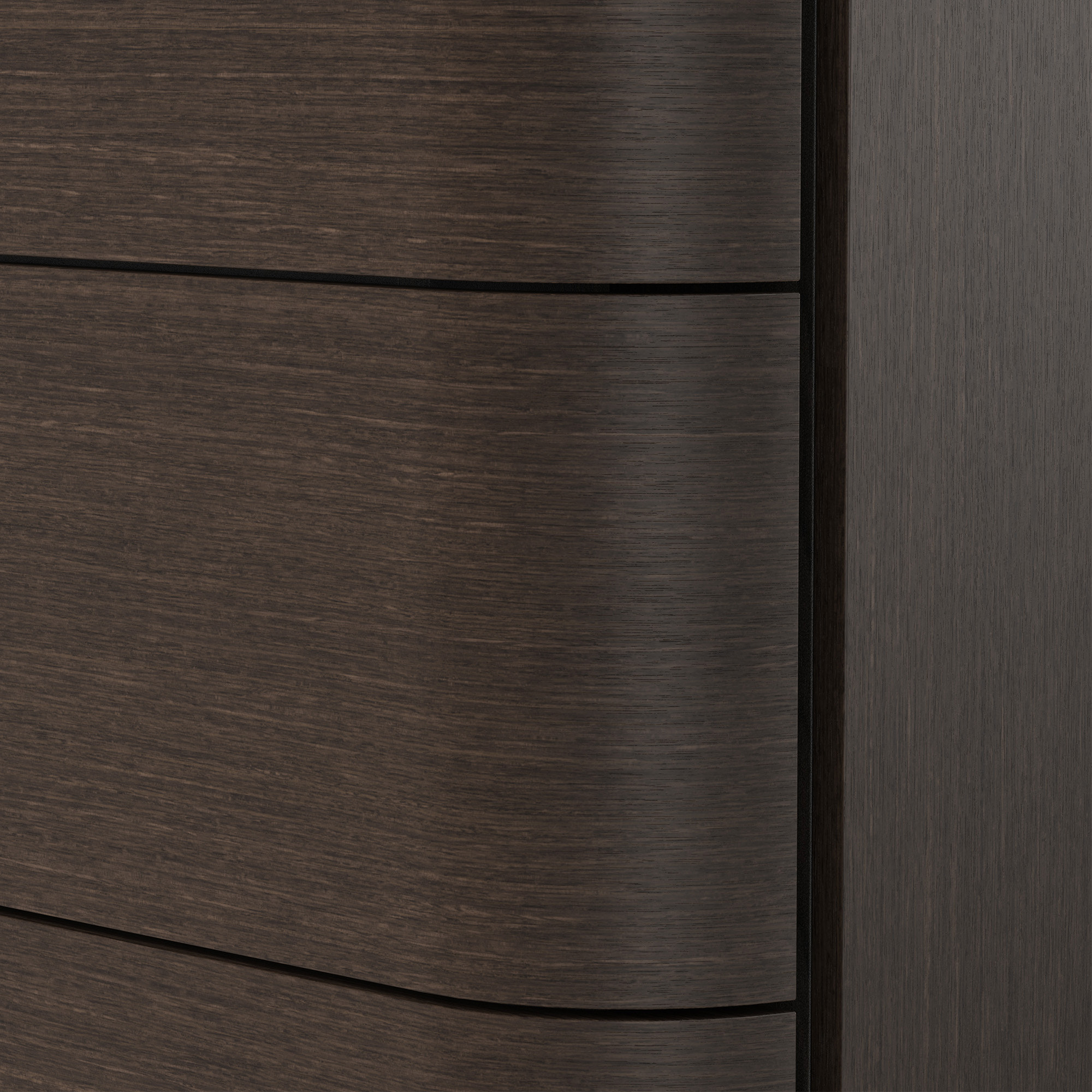 Orbis 3-Drawer Curved Dresser – Dark Walnut