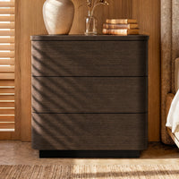 Orbis 3-Drawer Curved Dresser – Dark Walnut