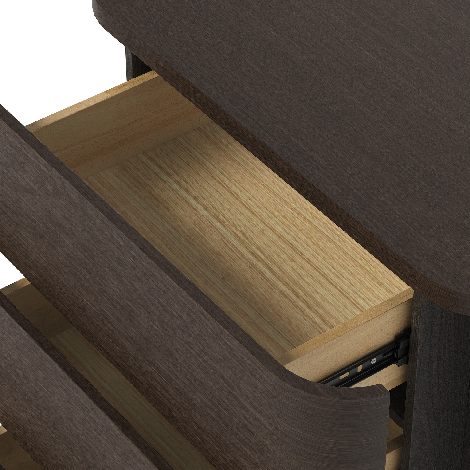 Orbis 3-Drawer Curved Dresser – Dark Walnut