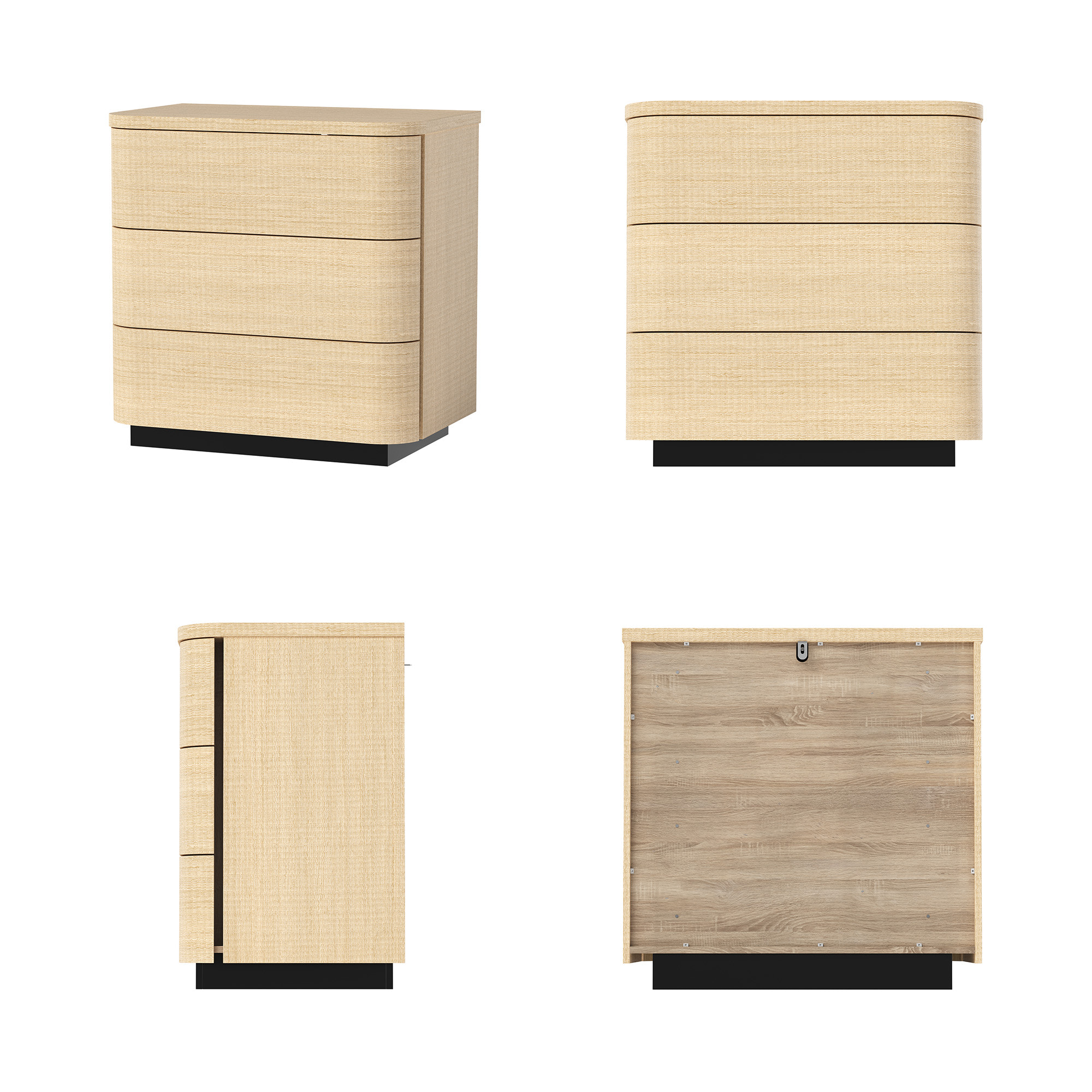 Orbis 3-Drawer Curved Dresser – Natural Wood