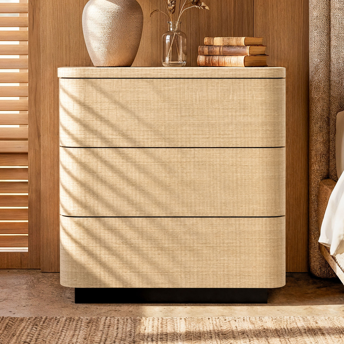 Orbis 3-Drawer Curved Dresser – Natural Wood