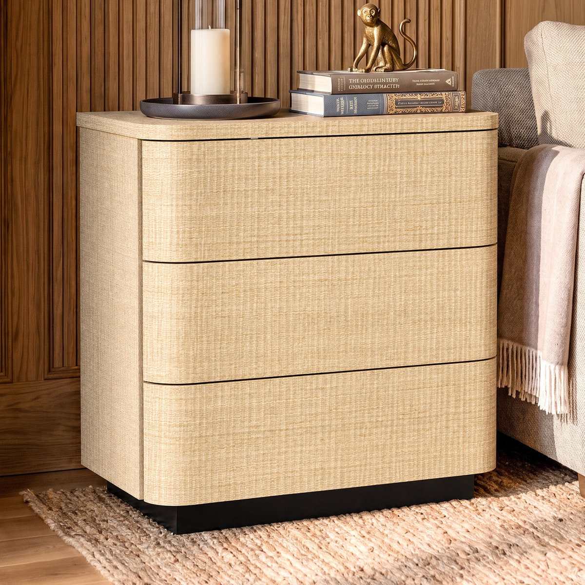 Orbis 3-Drawer Curved Dresser – Natural Wood