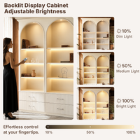 68.5" Wide Arched Display Cabinet with Lighting and Drawers