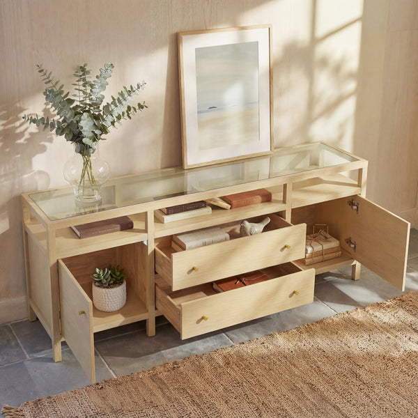 Storage Cabinet with Open Shelf, Drawers and Double Cabinets