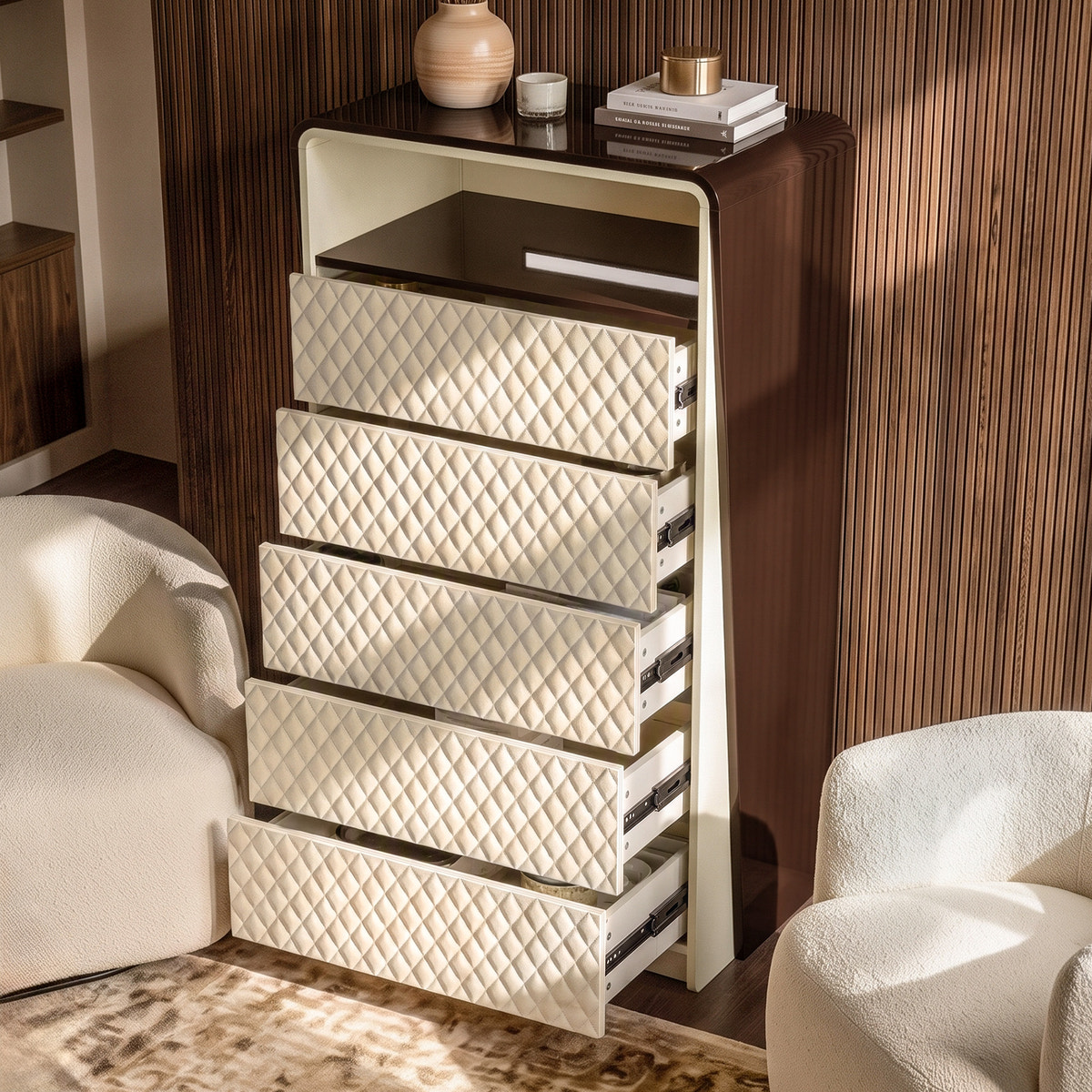 Sartelle Diamond-Stitch Chest