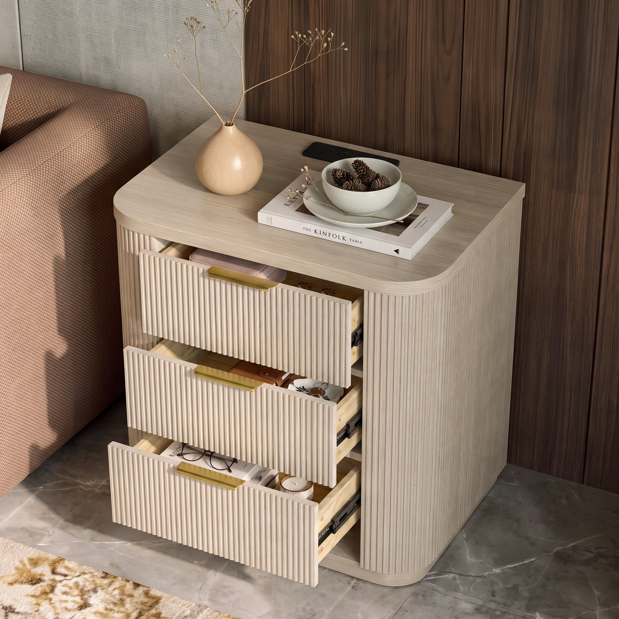 Elwood Reeded 3-Drawer Dresser