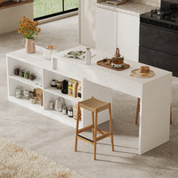 Modern Double-Sided Kitchen Island with Pull-Out Tabletop and Open Shelving