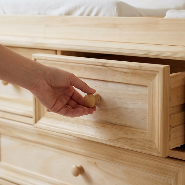 Solid Wood Changing Table with Drawers and Round Knob Handles