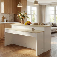 Modern Kitchen Island with Built-In Power Outlet and Dual-Level Tabletop