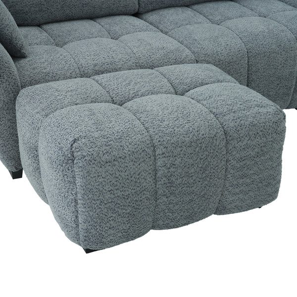 4-Piece Modern Upholstered L-Shape Sectional Sofa With Premium Fabric